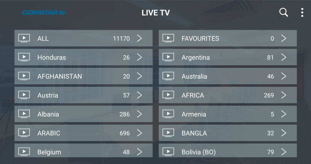 the EPG of Comstar IPTV