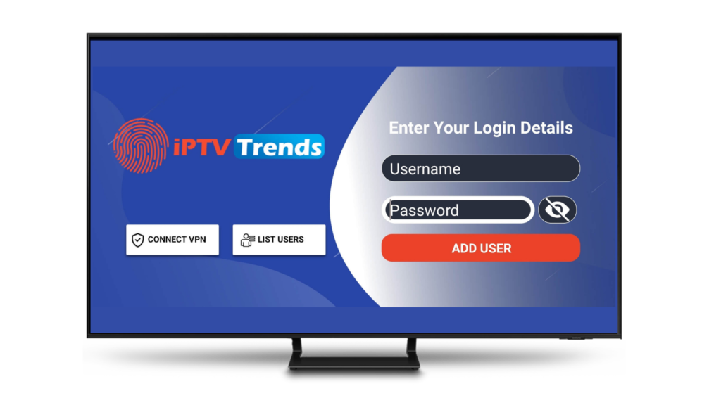 the login screen of IPTV Trends