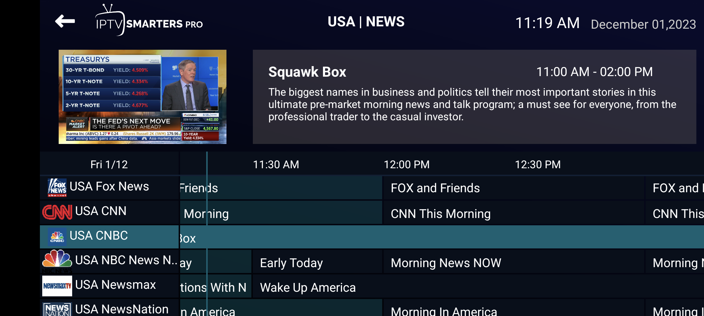 Krooz TV EPG screenshot
