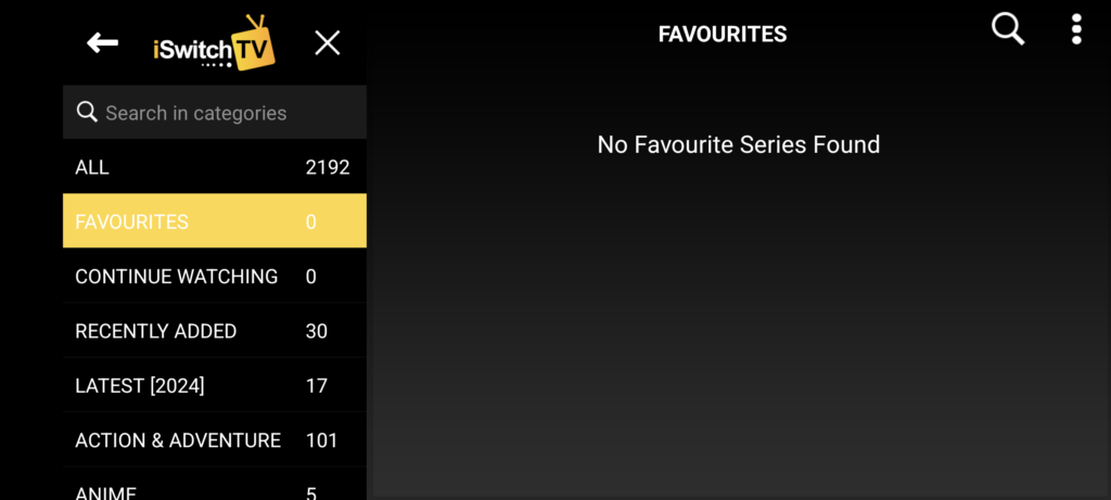 the iSwitchTV TV Series section