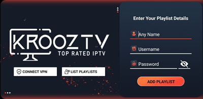 main screen of Krooz TV App v4.0